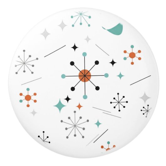 Modern Mid Century Retro Atomic Abstract Keramikknauf (Vorderseite)