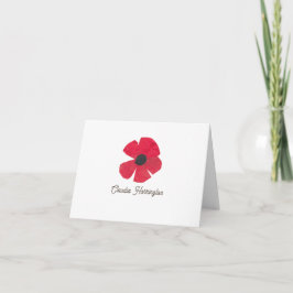 Modern Midcentury Red Poppy Hand-Illustrated Dankeskarte