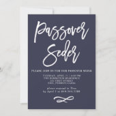 Modern Midnight Blue and White Passover Sever Card Einladung (Vorderseite)