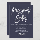 Modern Midnight Blue and White Passover Sever Card Einladung (Vorne/Hinten)