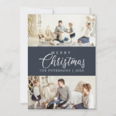 Modern Midnight Blue Foto Collage Weihnachten (Vorderseite)