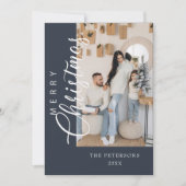 Modern Midnight Blue Foto Weihnachtsgrüße Feiertagskarte (Vorderseite)