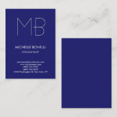 Modern midnight blue monogram Visicard Visitenkarte (Vorne/Hinten)