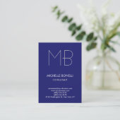 Modern midnight blue monogram Visicard Visitenkarte (Stehend Vorderseite)