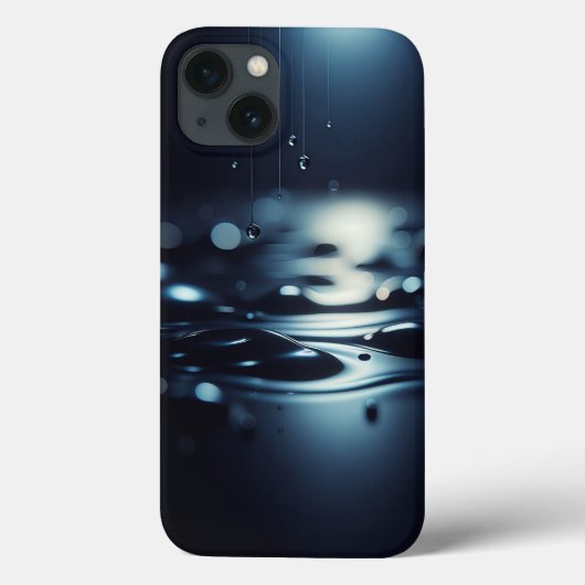 Modern Midnight Dew Phone Case Elegant Dark Liquid (Rückseite)