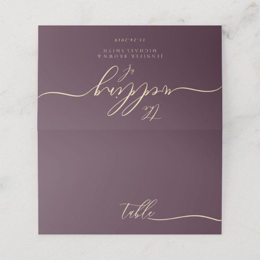 Modern Midnight Fig Clear Seating Table Platzkarte (Außenseite Aufgefaltet)