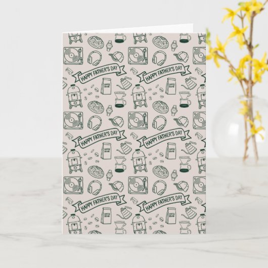 Modern Millennial Dad Doodle Pattern Father's Day Karte (Gelbe Blume)
