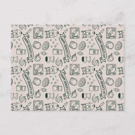 Modern Millennial Dad Doodle Pattern Father's Day Postkarte (Vorderseite)