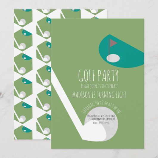 Modern Minature Golf Ball Court Birthday Party Einladung (Vorne/Hinten)
