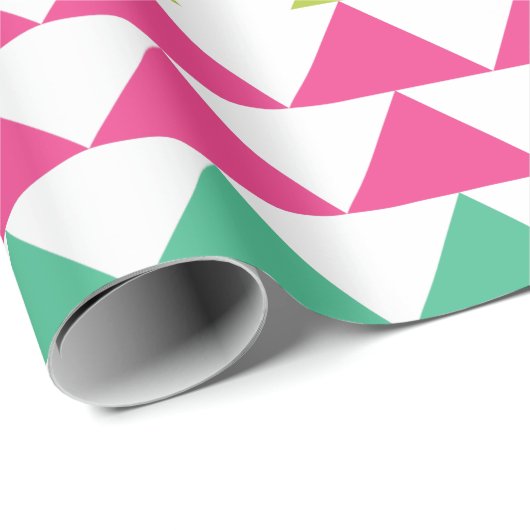 Modern Mini Christmas Trees Geometrisches Muster Geschenkpapier (Rolleneckpunkt)