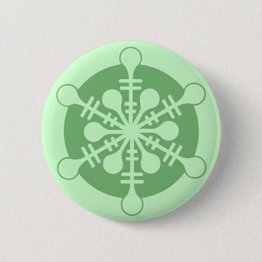 Modern Mini Green Christmas Snowflake Button (Vorderseite)