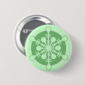 Modern Mini Green Christmas Snowflake Button (Vorne & Hinten)