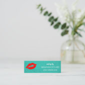 Modern Mini Makeup Künstler Rote Lippen Mini Visitenkarte (Stehend Vorderseite)