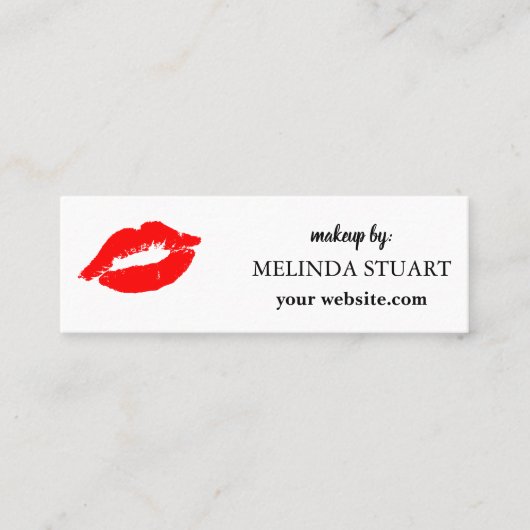 Modern Mini Makeup Künstler Rote Lippen Visitenkarte (Vorderseite)