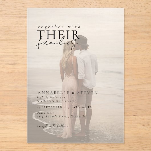 Modern, minimal, 1 Foto, Hochzeit Acryleinladungen (Vorderseite)