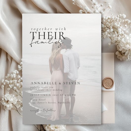 Modern, minimal, 1 Foto, Hochzeit Einladung