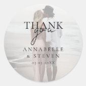 Modern, minimal, 1 Foto, Hochzeit Runder Aufkleber (Vorderseite)