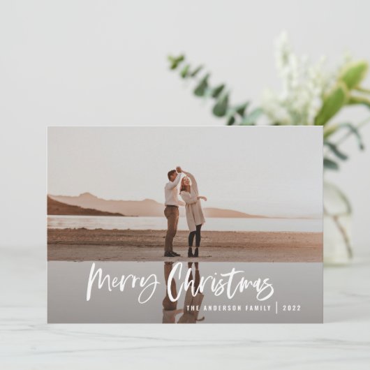 Modern minimal 1 Foto Rote Schrift Weihnachten (Stehend Vorderseite)