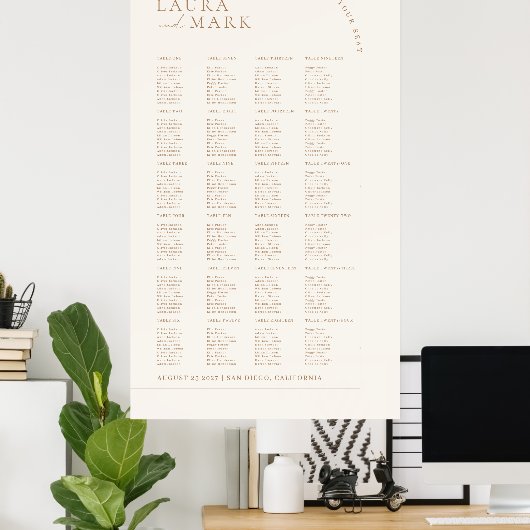 Modern Minimal 240 Guests Wedding Seating Charts Poster (Heimbüro)