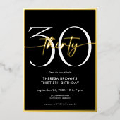 Modern Minimal 30 Script Geburtstag Gold Folieneinladung (Vorderseite)