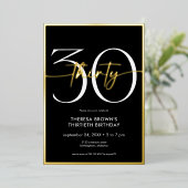 Modern Minimal 30 Script Geburtstag Gold Folieneinladung (Stehend vorne)