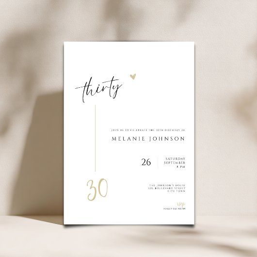 Modern Minimal 30th Birthday Party Invitation Einladung