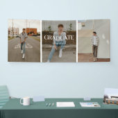 Modern Minimal 3-Photo Graduation Party Congrats Banner (Messe)