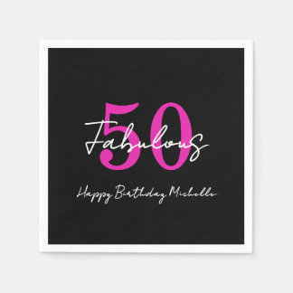 Modern Minimal 50 Fabulous 50th Birthday Party Serviette