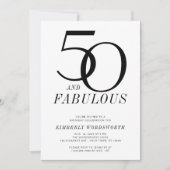 Modern Minimal 50 und Fabulous Fünfzigster Geburts Einladung (Vorderseite)