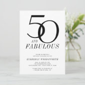 Modern Minimal 50 und Fabulous Fünfzigster Geburts Einladung (Stehend Vorderseite)