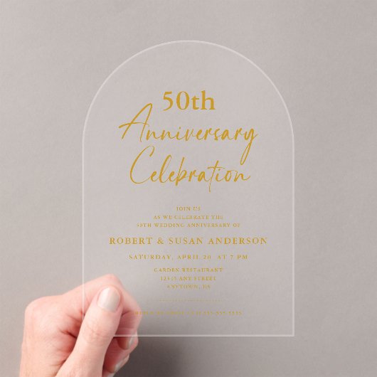 Modern Minimal 50th Wedding Anniversary Acryleinladungen (Insitu (Handheld))