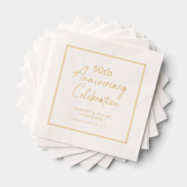 Modern Minimal 50th Wedding Anniversary Gold Servietten Mit Folie