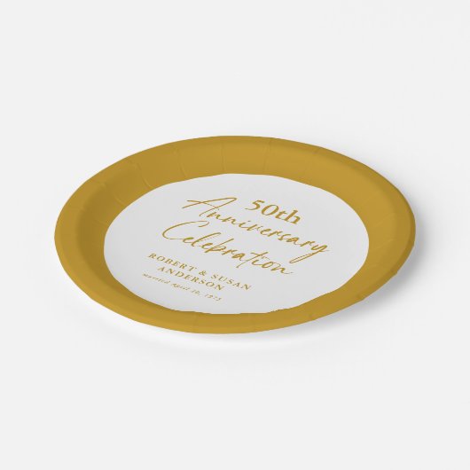 Modern Minimal 50th Wedding Anniversary Pappteller (Schrägansicht)