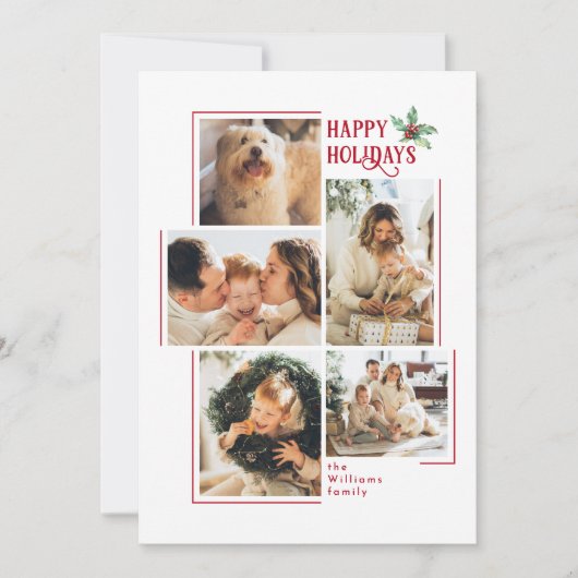 Modern Minimal 5 Foto Collage Weihnachten (Vorderseite)