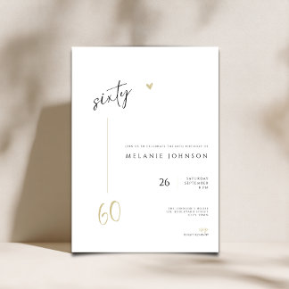 Modern Minimal 60th Birthday Party Invitation Einladung