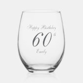 Modern Minimal 60th Birthday Party Weinglas Ohne Stiel (Vorderseite)
