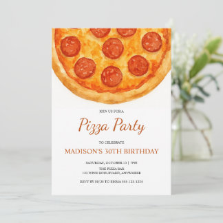 Modern Minimal Adult Birthday Pizza Party Einladung