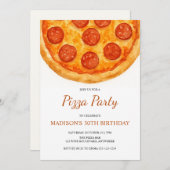 Modern Minimal Adult Birthday Pizza Party Einladung (Vorne/Hinten)