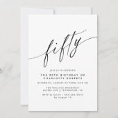 Modern Minimal Airy Black and White 50th Birthday Einladung (Vorderseite)
