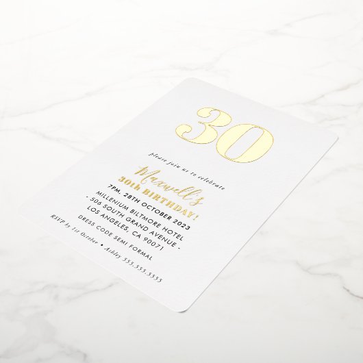 MODERN MINIMAL Alter einfache schicke 30. Geburtst Folieneinladung (Gedreht)