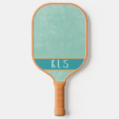 Modern Minimal Aqua Orange Monogram Pickleball Schläger (Vorderseite)