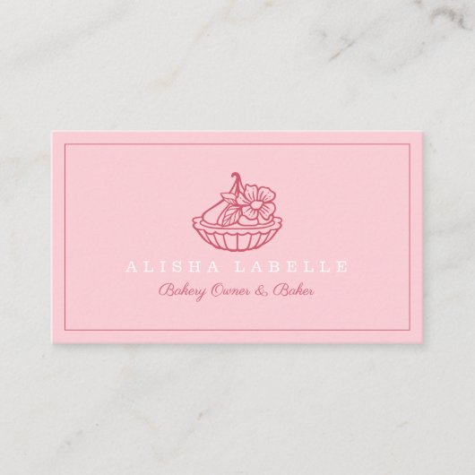Modern & Minimal Bakery Blumenstrauß Logo Rosa Visitenkarte (Vorderseite)