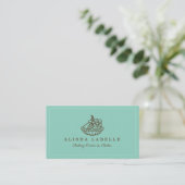 Modern & Minimal Bakery Floral Tart Logo Aquamarin Visitenkarte (Stehend Vorderseite)