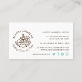 Modern & Minimal Bakery Floral Tart Logo Aquamarin Visitenkarte (Rückseite)