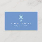 Modern & Minimal Bakery Style Piping Bag Logo Blau Visitenkarte (Vorderseite)