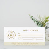 Modern Minimal Beige Business Logo Gift Card (Stehend Vorderseite)