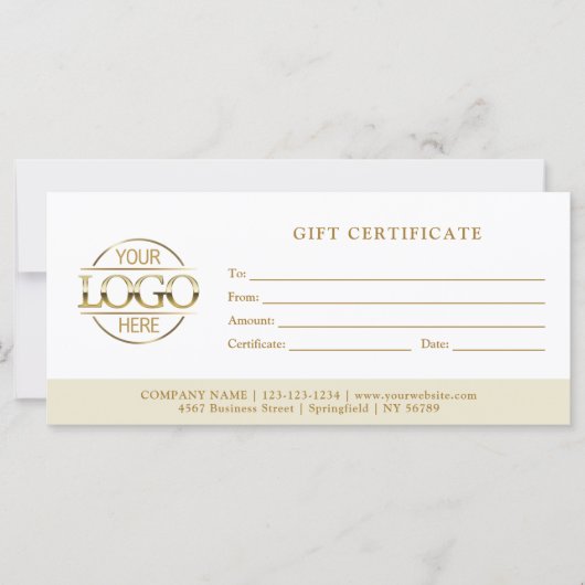 Modern Minimal Beige Business Logo Gift Card (Vorderseite)