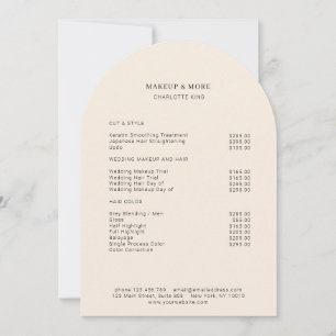 Modern, Minimal, Beige, Salon-Preislistenkarten Einladung