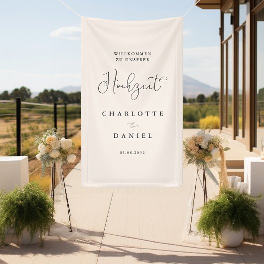 Modern, minimal, beige wedding banner