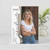 Modern Minimal Black and White Graduation Party  Einladung (Stehend Vorderseite)